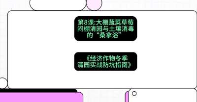 第8节：【大棚蔬菜草莓】闷棚清园与土壤消毒的&ldquo;桑拿浴&rdquo;，课程：《经济作物冬季清园&middot;实战防坑指南》#识农AI